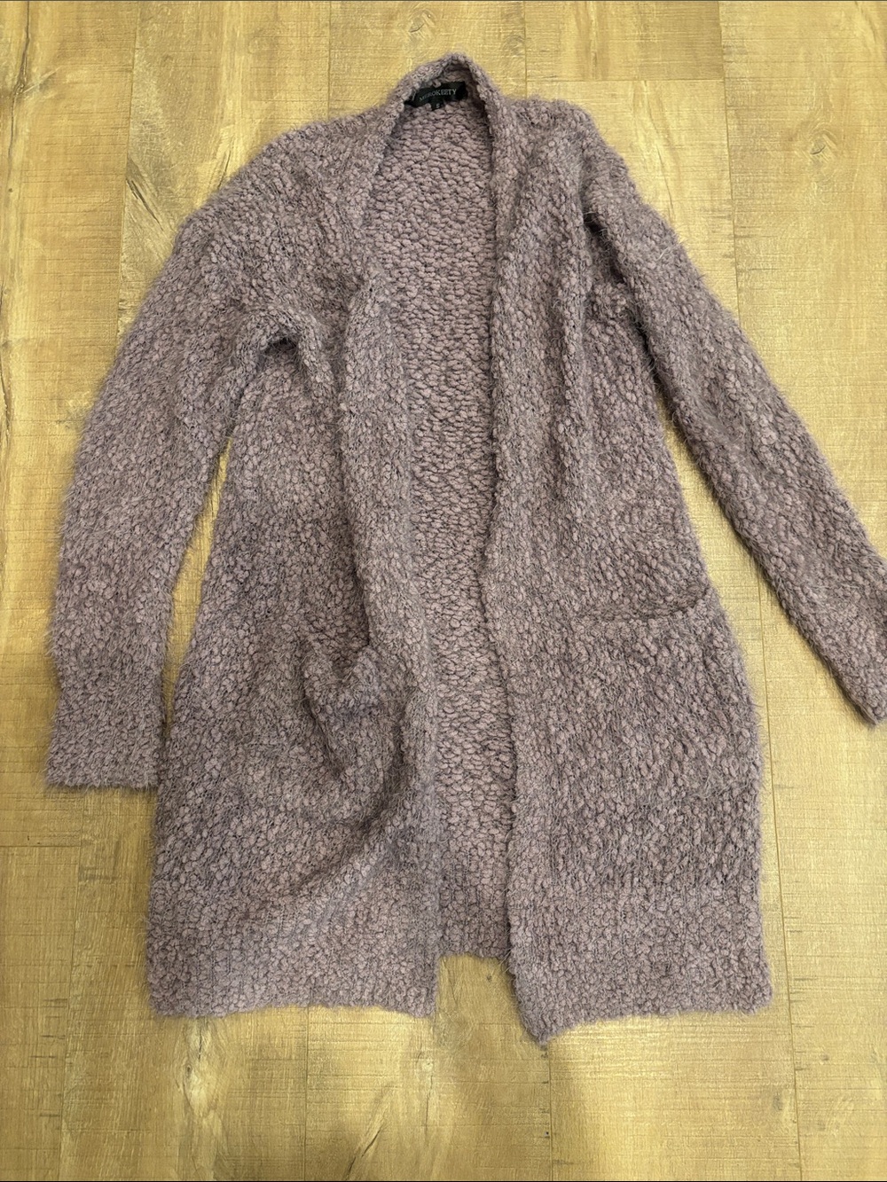 Boucle like chenille sweater cardigan long